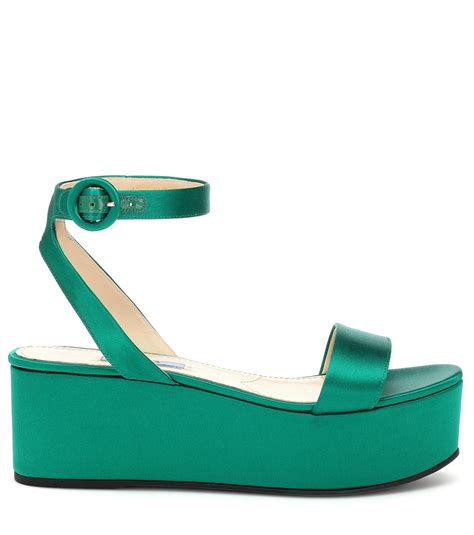 prada green flat sandals|prada women's high heeled sandals.